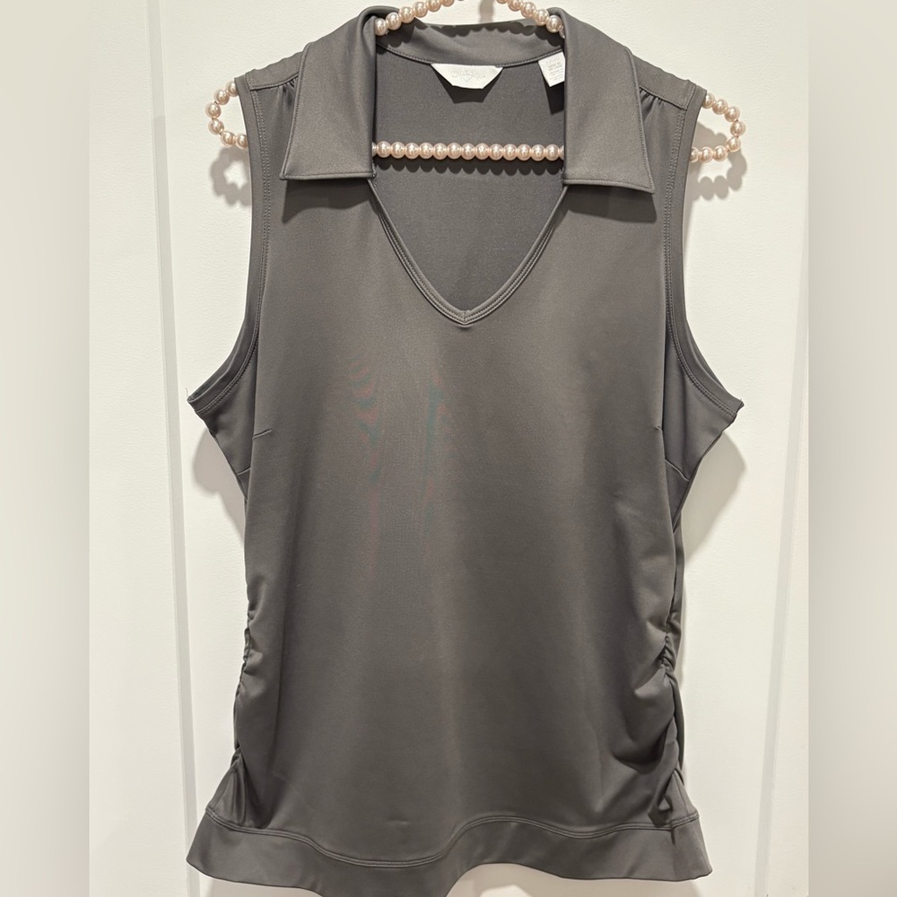 Callaway Sleeveless Polo Tank Top in Charcoal Gray